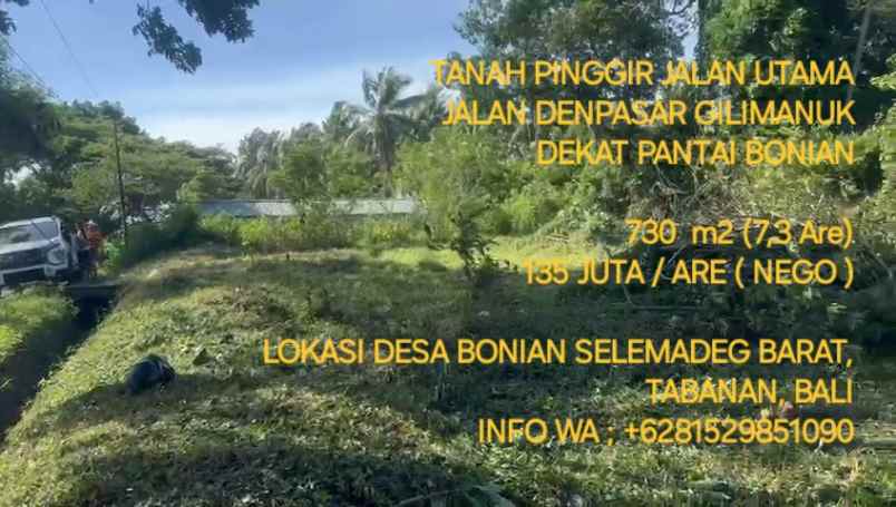 dijual tanah bonian selemadeg barat