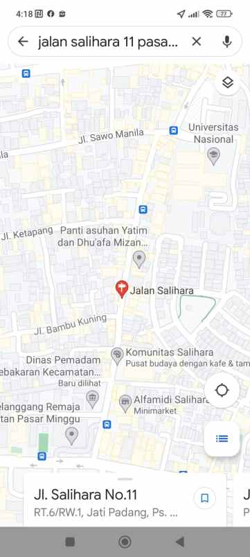 dijual tanah dipinggir jalan area pasar minggu jaksel