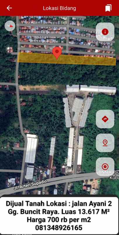 dijual tanah jalan a yani 2 gang buncit