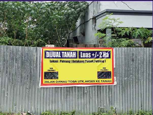 dijual tanah jalan danau toba