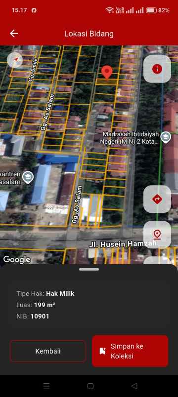 dijual tanah jalan pal 5 gang assalam