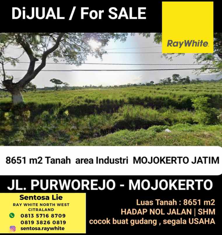 dijual tanah jalan purworejo mojokerto