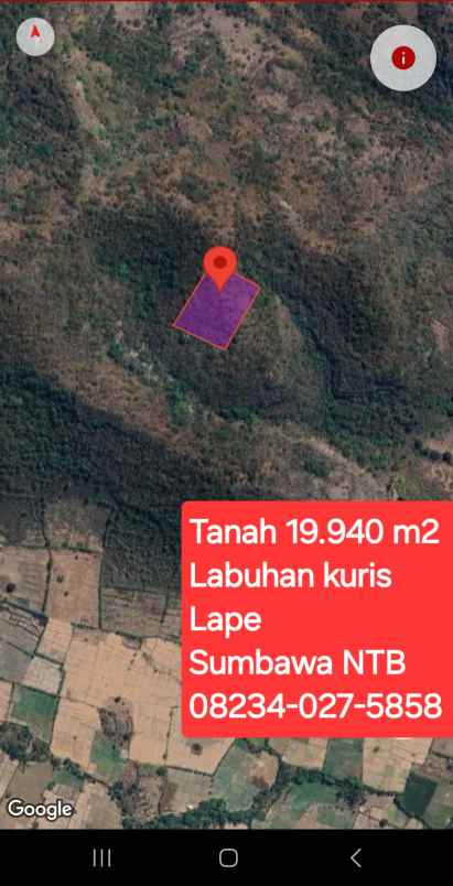 dijual tanah labuhan kuris lape sumbawa