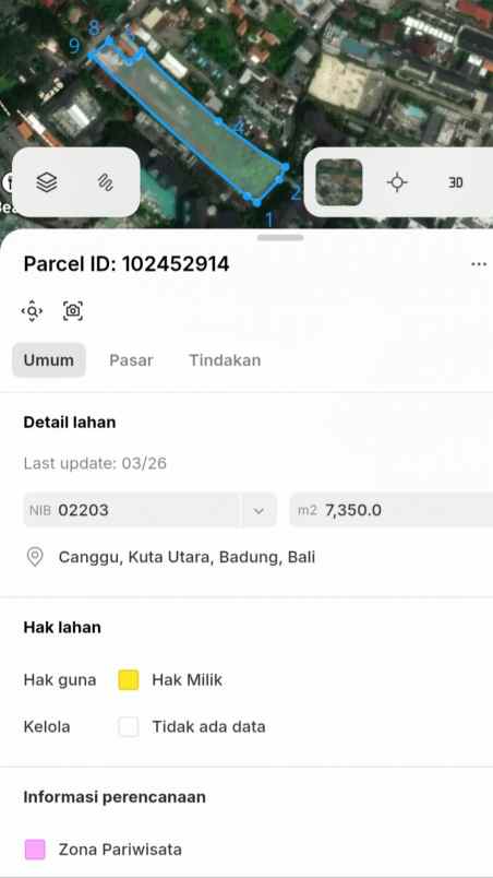 dijual tanah pantai batu mejan