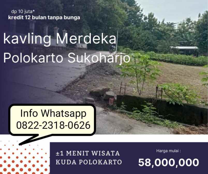 dijual tanah polokarto sukoharjo