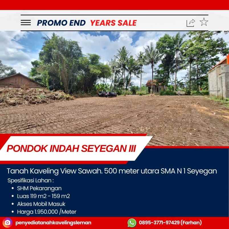 dijual tanah somorai seyegan margoagung