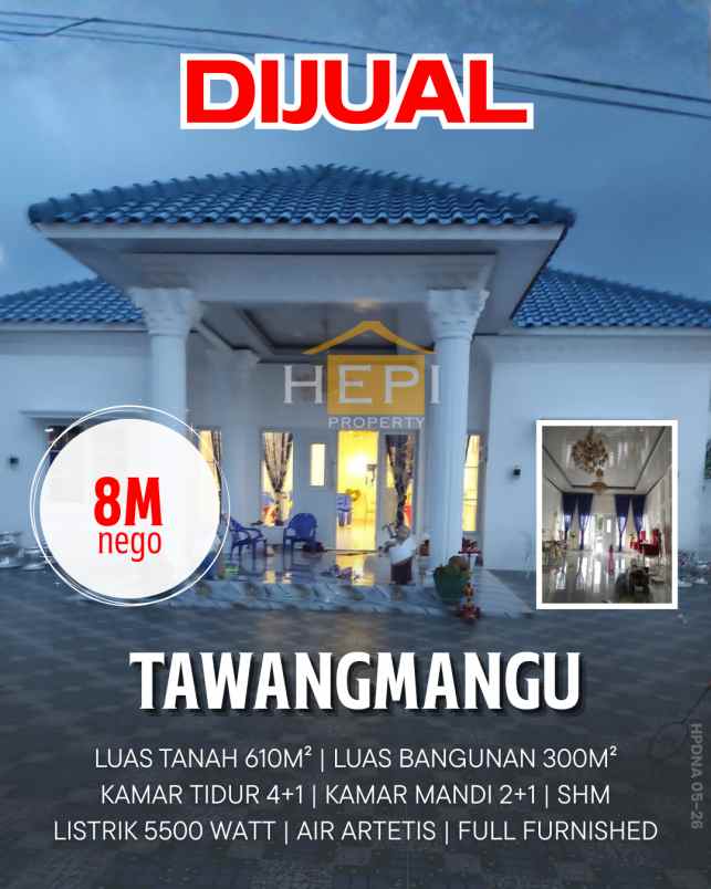 dijual villa baru full furnish di tawangmangu