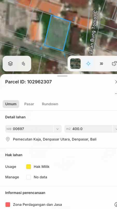disewakan tanah buluh indah