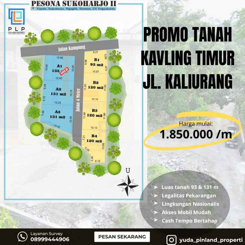 jual tanah kavling timur jalan kaliurang km 12 5