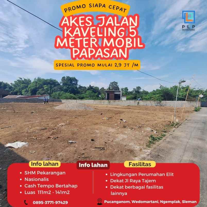 kaveling premium di wedomartani promo mulai 2 9 jt m