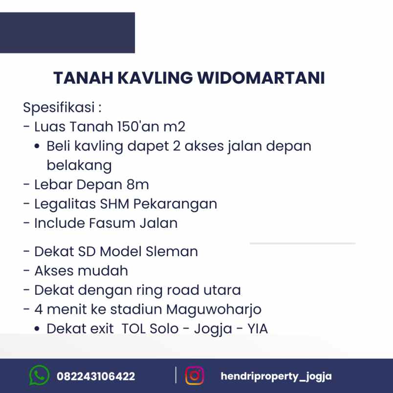 kavling widomartani dekat stadion maguwoharjo