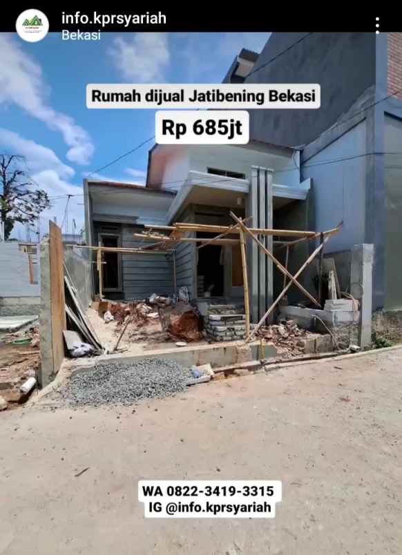 rumah 1lantai jatibening dekat caman bekasi