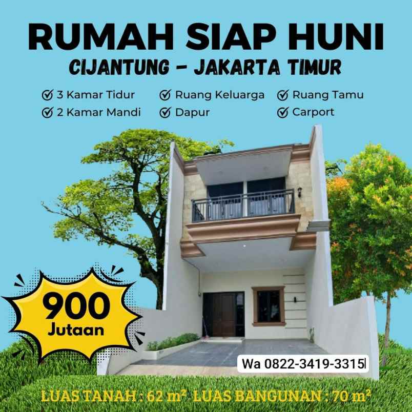 rumah 2 lantai cijantung jakarta timur siap huni