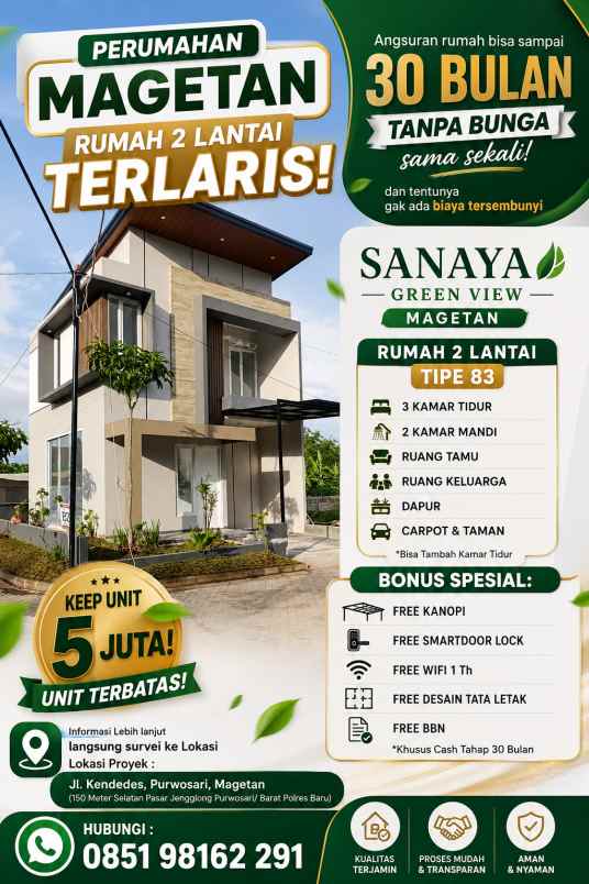rumah 2 lantai magetan diskon 45 jt perumahan syariah