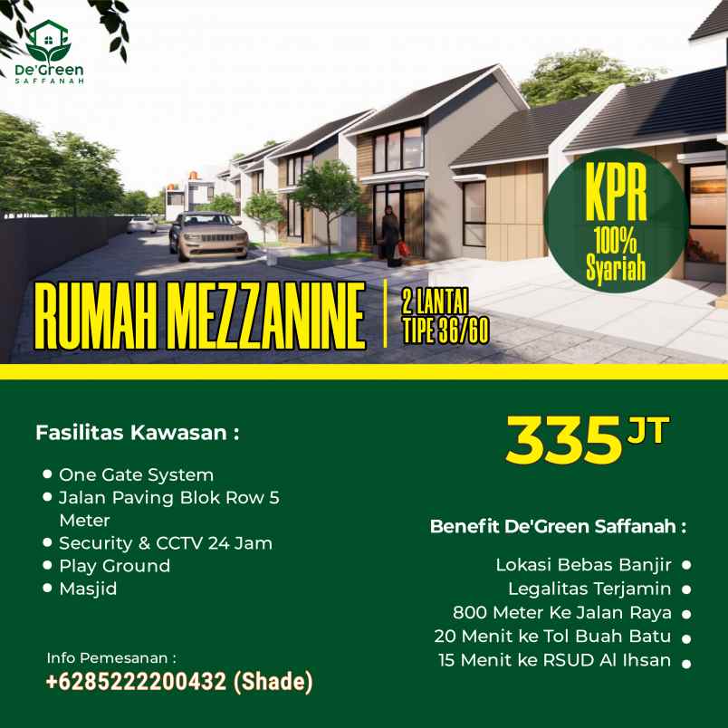 Rumah Mezzanine De Green Saffanah Murah Skema Syariah Di Kab Bandung