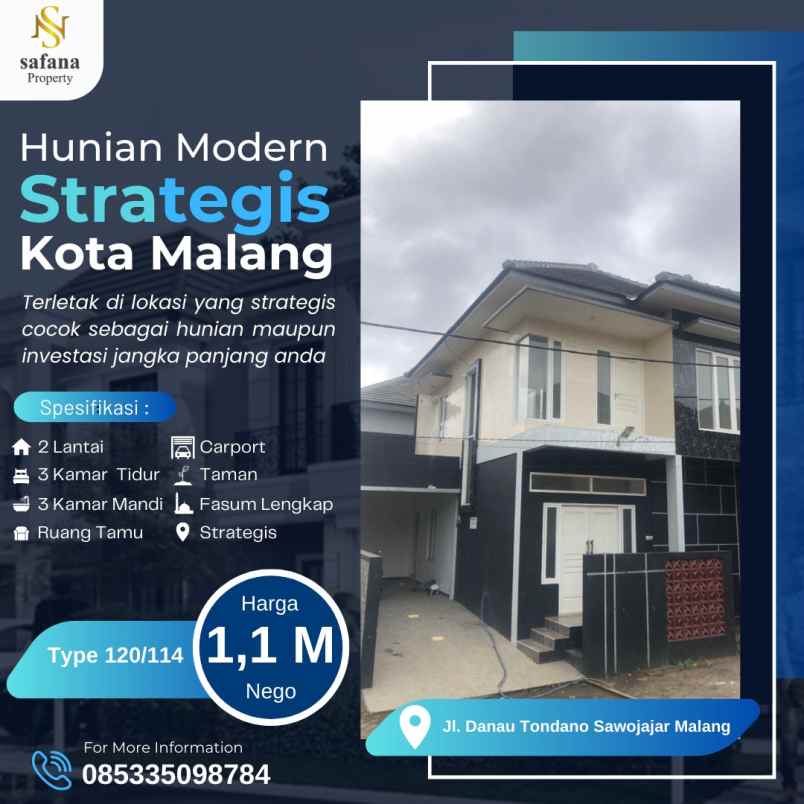 rumah siap huni 2 lantai di sawojajar malang