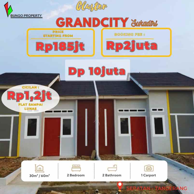 rumah subsidi grandcity sukadiri angsuran 1juta flatq