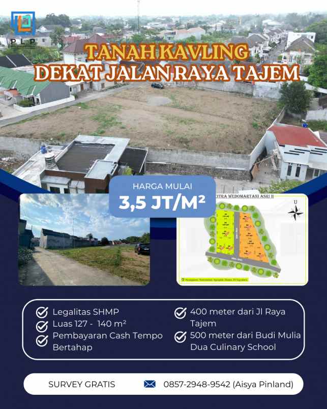 tanah kavling dekat jalan raya tajem