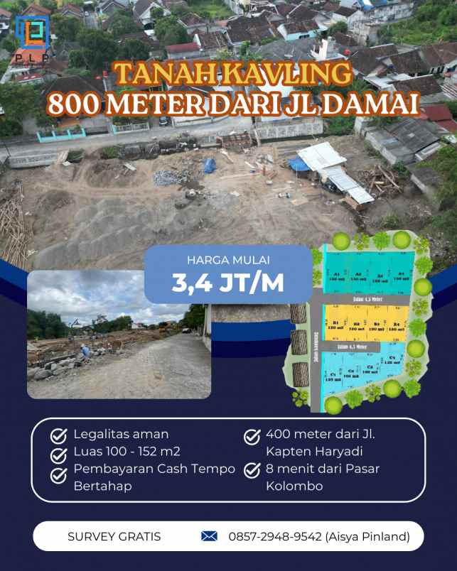 tanah kavling murah 800 meter dari jalan damai