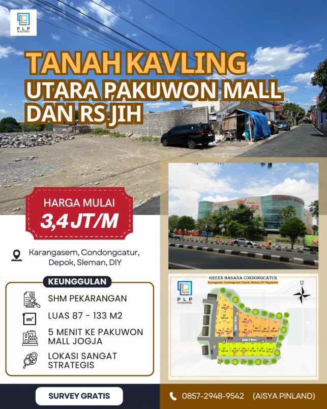 tanah kavling shmp dekat pakuwon mall jogja dan rs jih