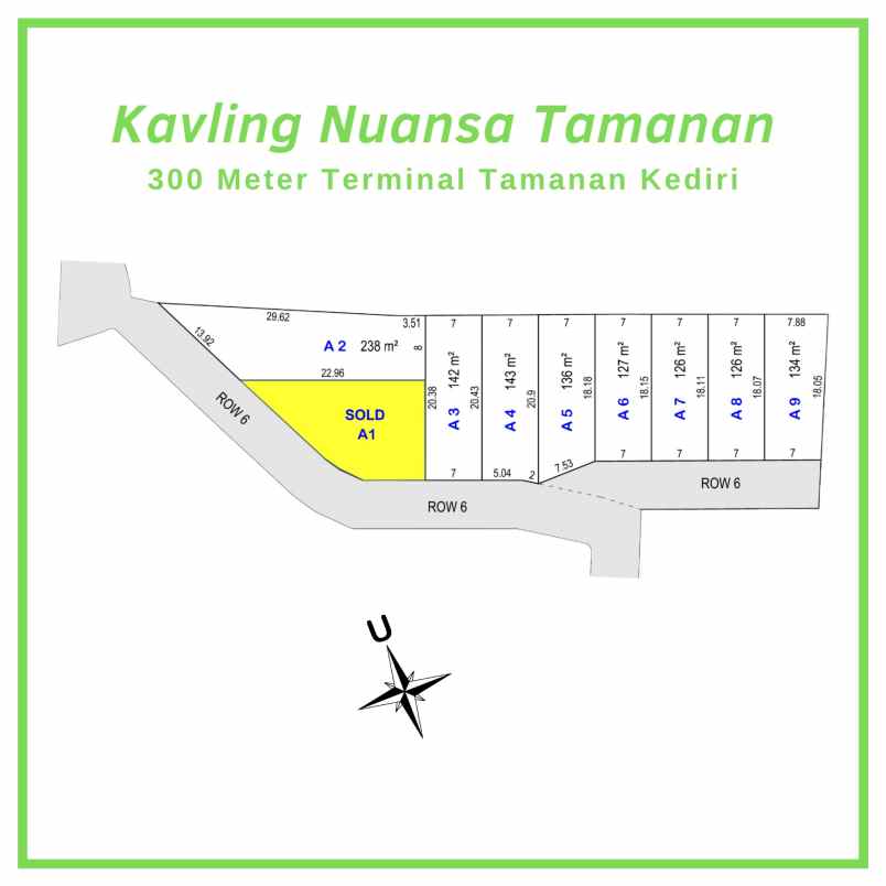 tanah kediri murah 2 jt an shm dekat terminal