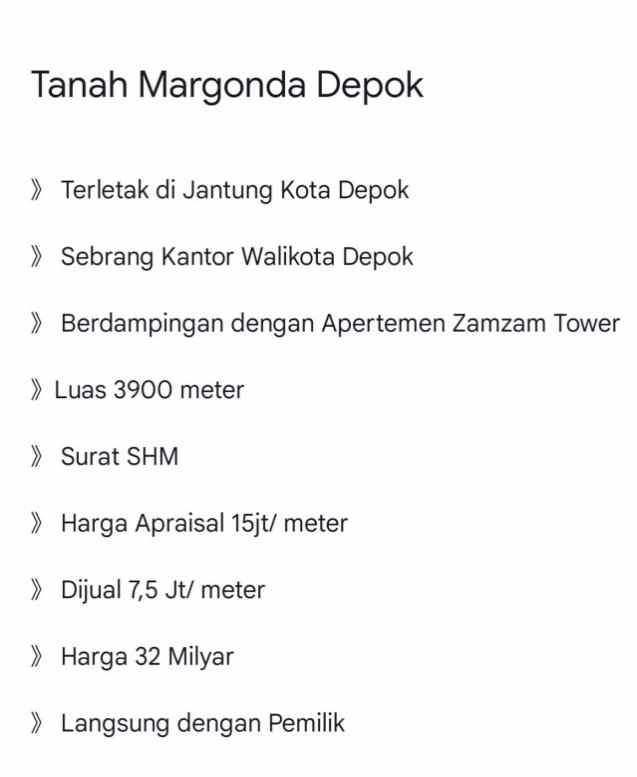 tanah prospektif di jantung kota depok