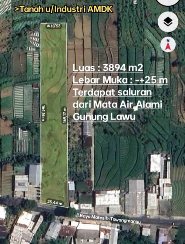 tanah untuk pabrik air minum 3894m2 ditawangmangu