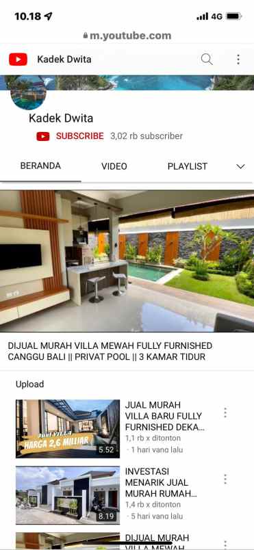 villa leasehold kedungu view sawah dekat pantai