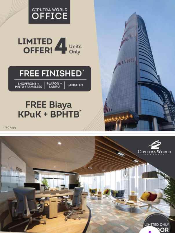 dijual office tower ciputra world diatas mall