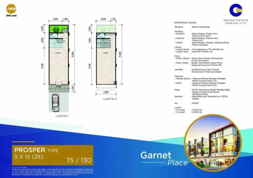 dijual ruko gudang kantor akr grand estate marina