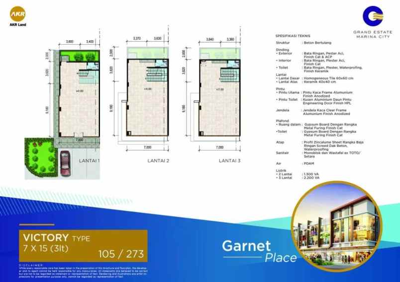 dijual ruko gudang kantor akr grand estate marina