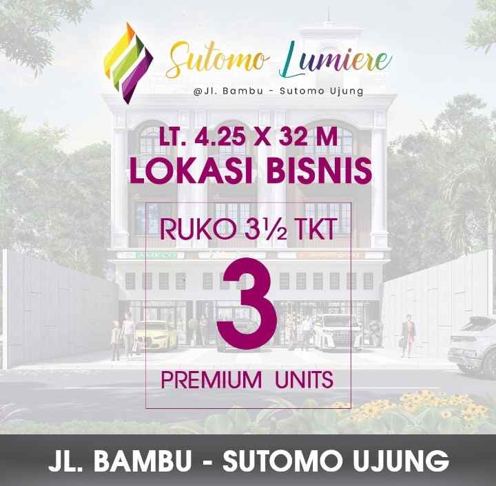 dijual ruko gudang kantor jalan bambu sutomo ujung