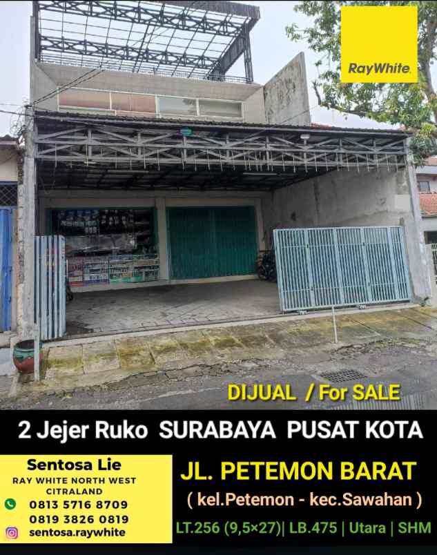 dijual ruko gudang kantor jalan petemon barat