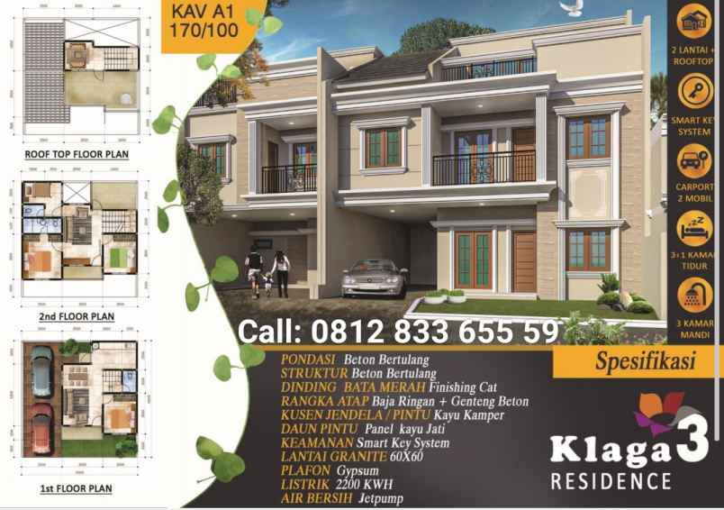 dijual rumah baru dua lantai di ciracas bonus roof top