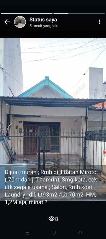 dijual rumah di jl batan miroto