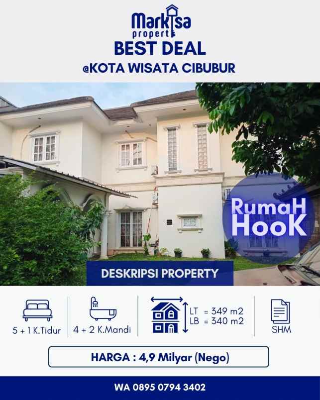 dijual rumah hook best deal di kota wisata cibubur