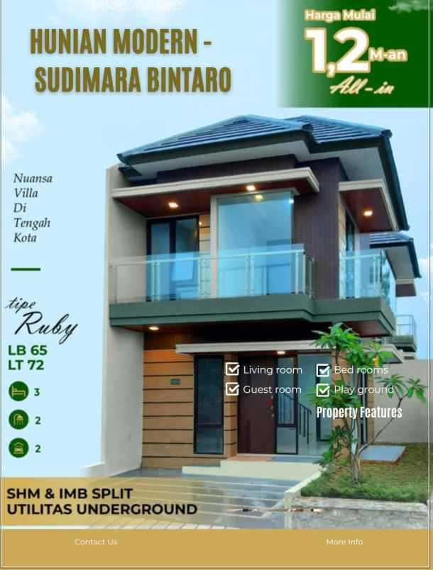 dijual rumah jalan raya bintaro 5 km ke