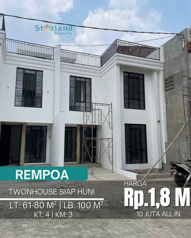 dijual rumah jalan raya rempoa nempel