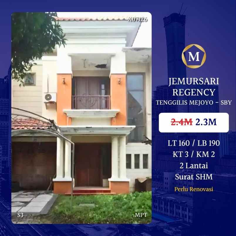 dijual rumah jemursari regency