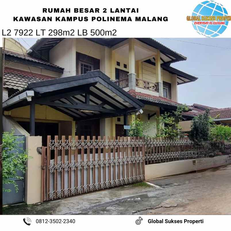 dijual rumah jl bunga kota malang