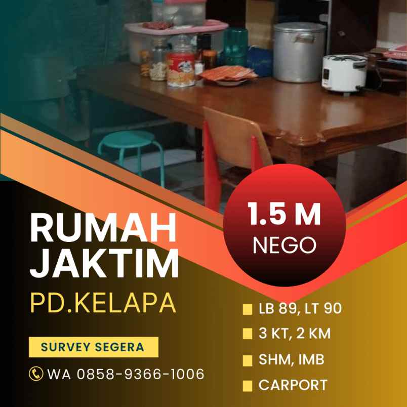 dijual rumah pondok kelapa