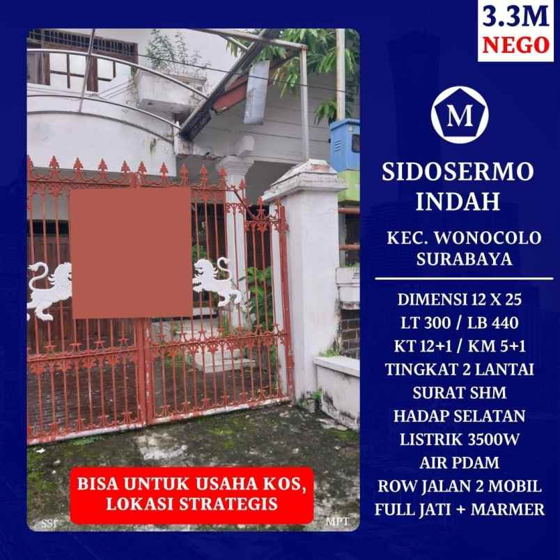 dijual rumah sidosermo indah