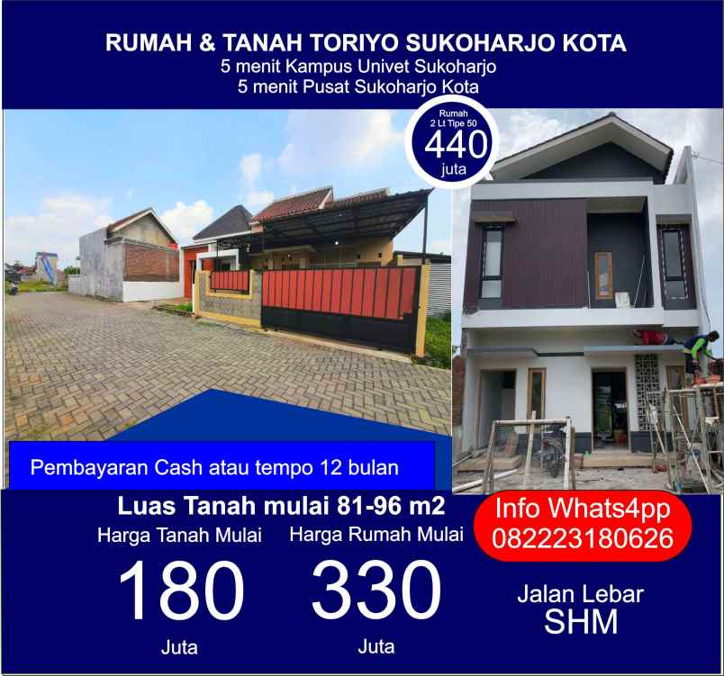 dijual rumah toriyo sukoharjo kota