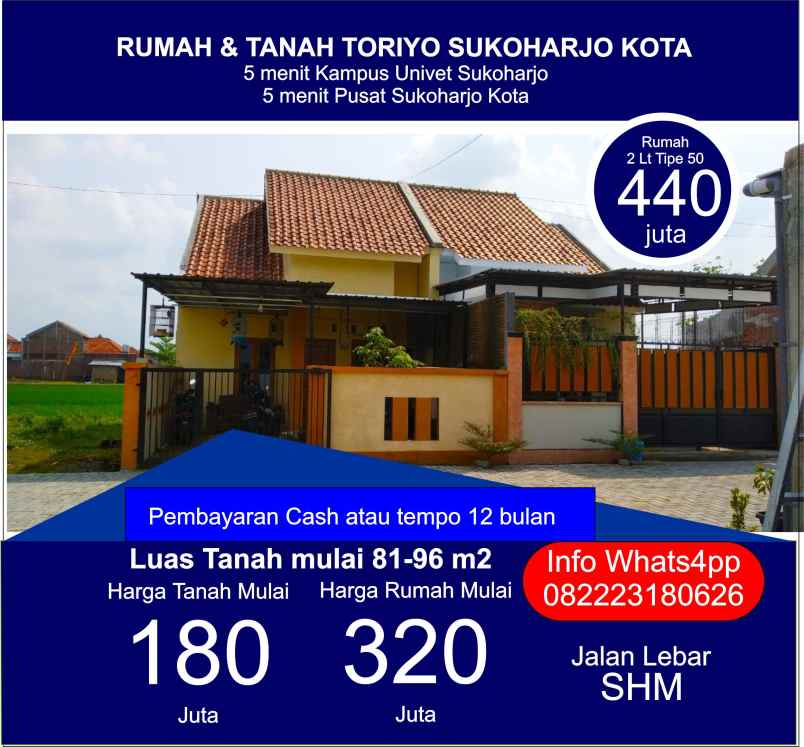 dijual rumah toriyo sukoharjo kota