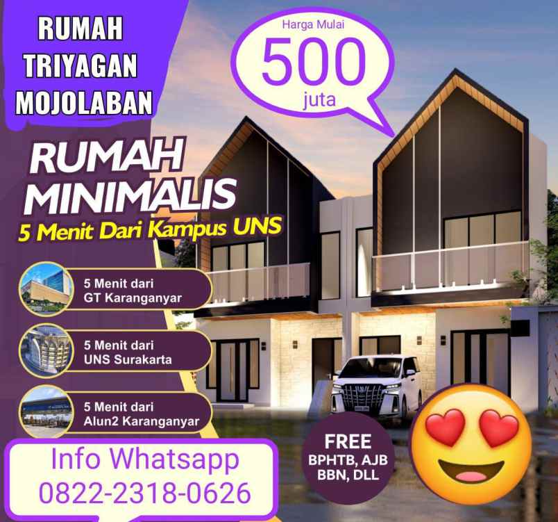 dijual rumah triyagan mojolaban sukoharjo