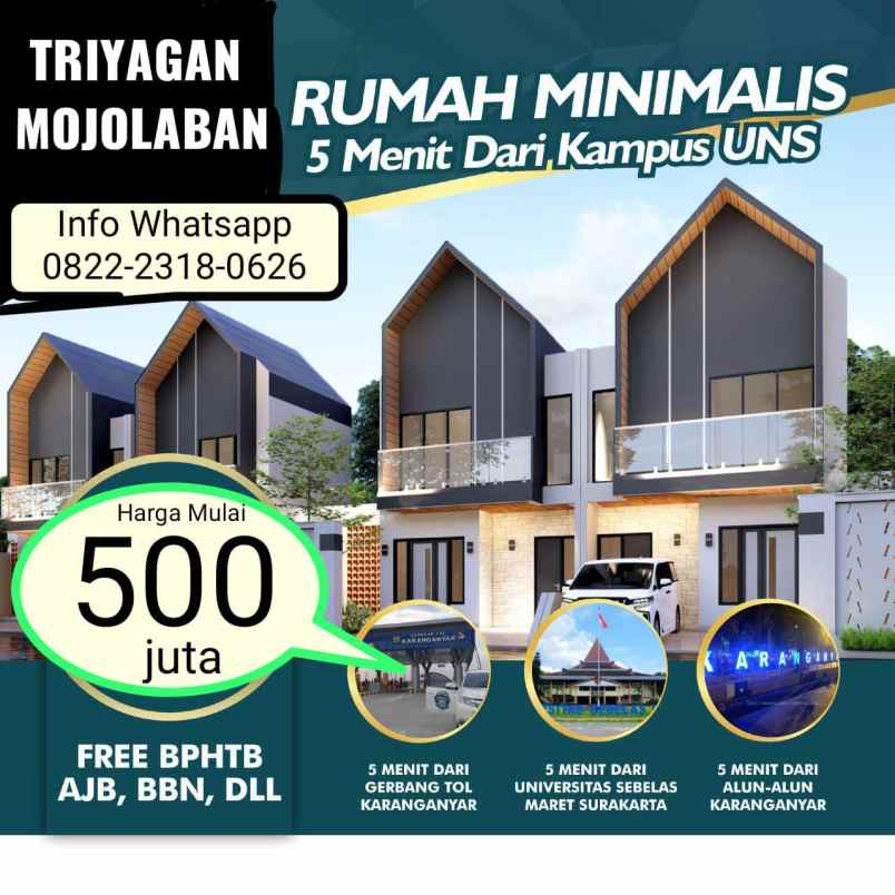 dijual rumah triyagan mojolaban sukoharjo