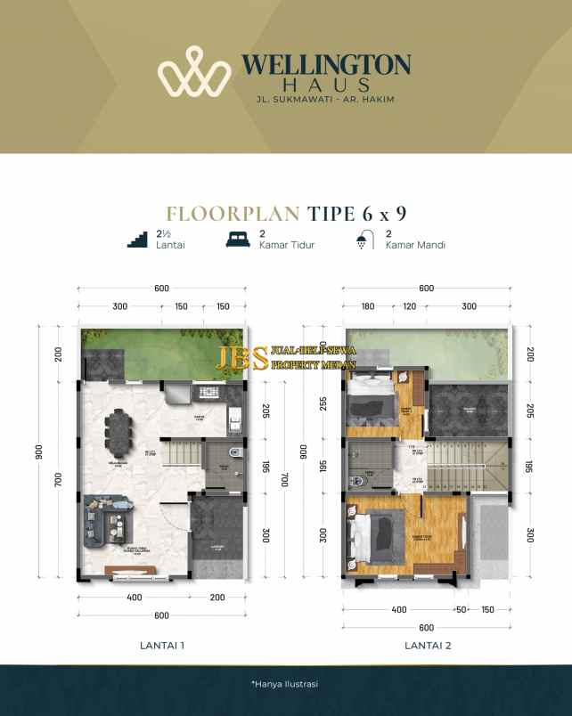 dijual rumah wellington haus jalan