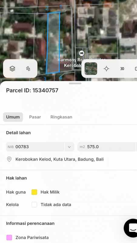 dijual tanah batu beliq