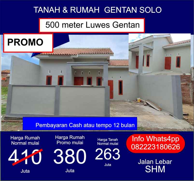 dijual tanah gentan baki sukoharjo solo