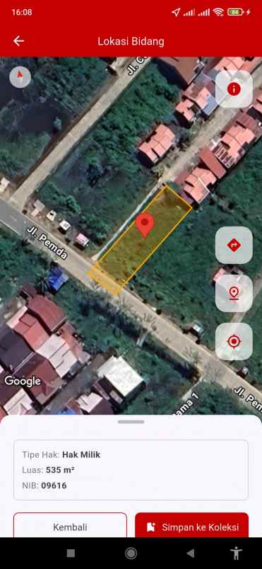 dijual tanah jalan pemda